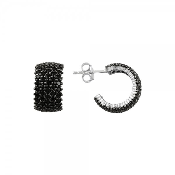 Cercei semiluna din argint 925 Eternity cu zirconii negre - Be Elegant ETU0053 [1]
